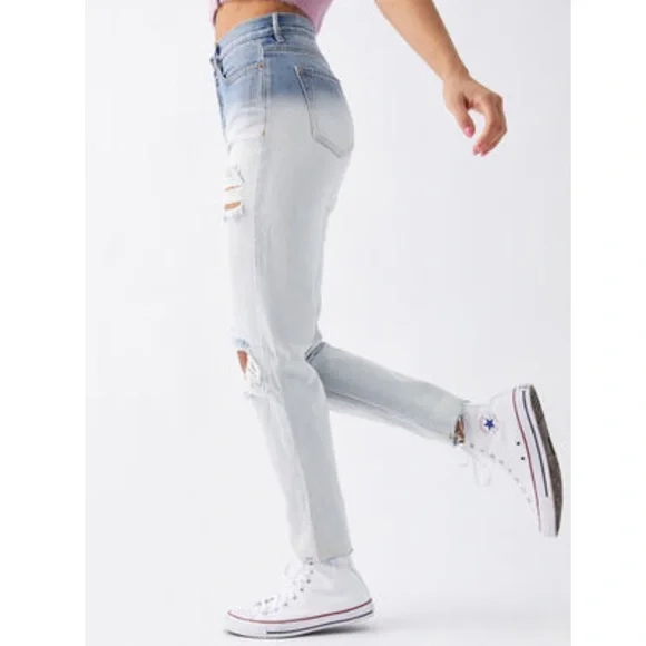 Pacsun Light Blue Acid Wash High Waisted Distressed Jeans Size 24 New - Picture 2 of 7